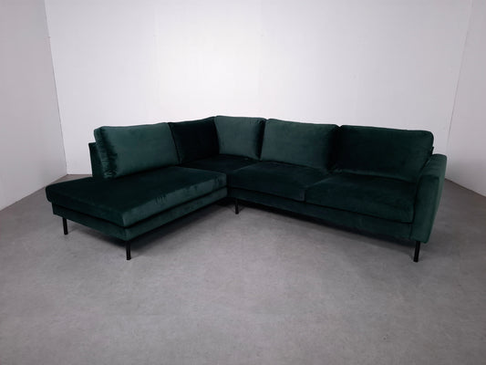 Velourse hoekbank | Groen