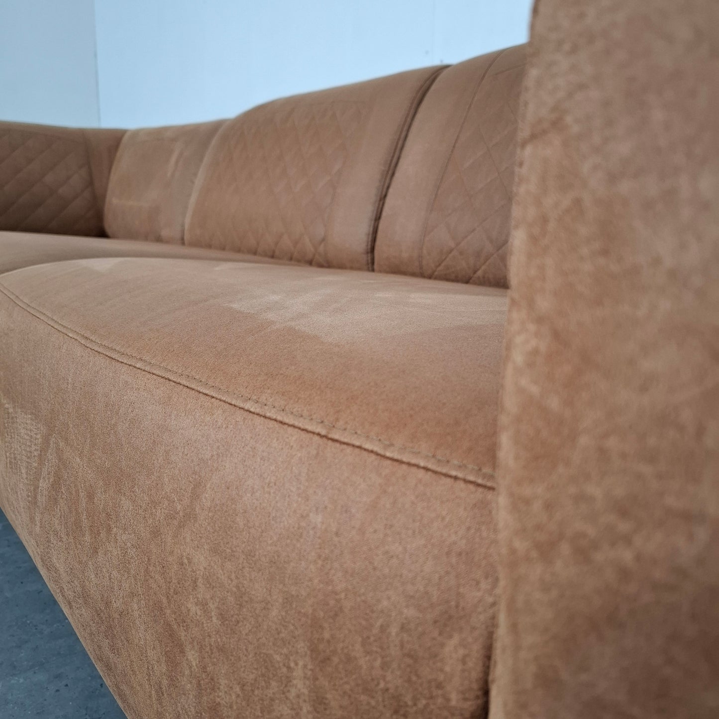 Industriële hoekbank | Cognac bruin