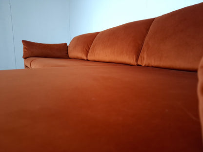 NOUS Living 3 zits hoekbank velvet | Oranje