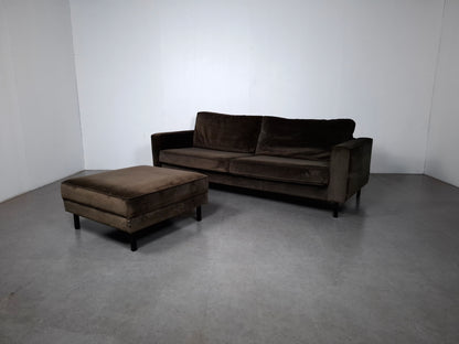 Woood Robin 3 zits Bank met Hocker | Warmgroen