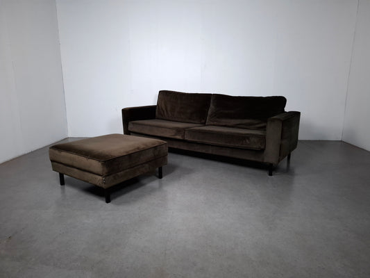 Woood Robin 3 zits Bank met Hocker | Warmgroen