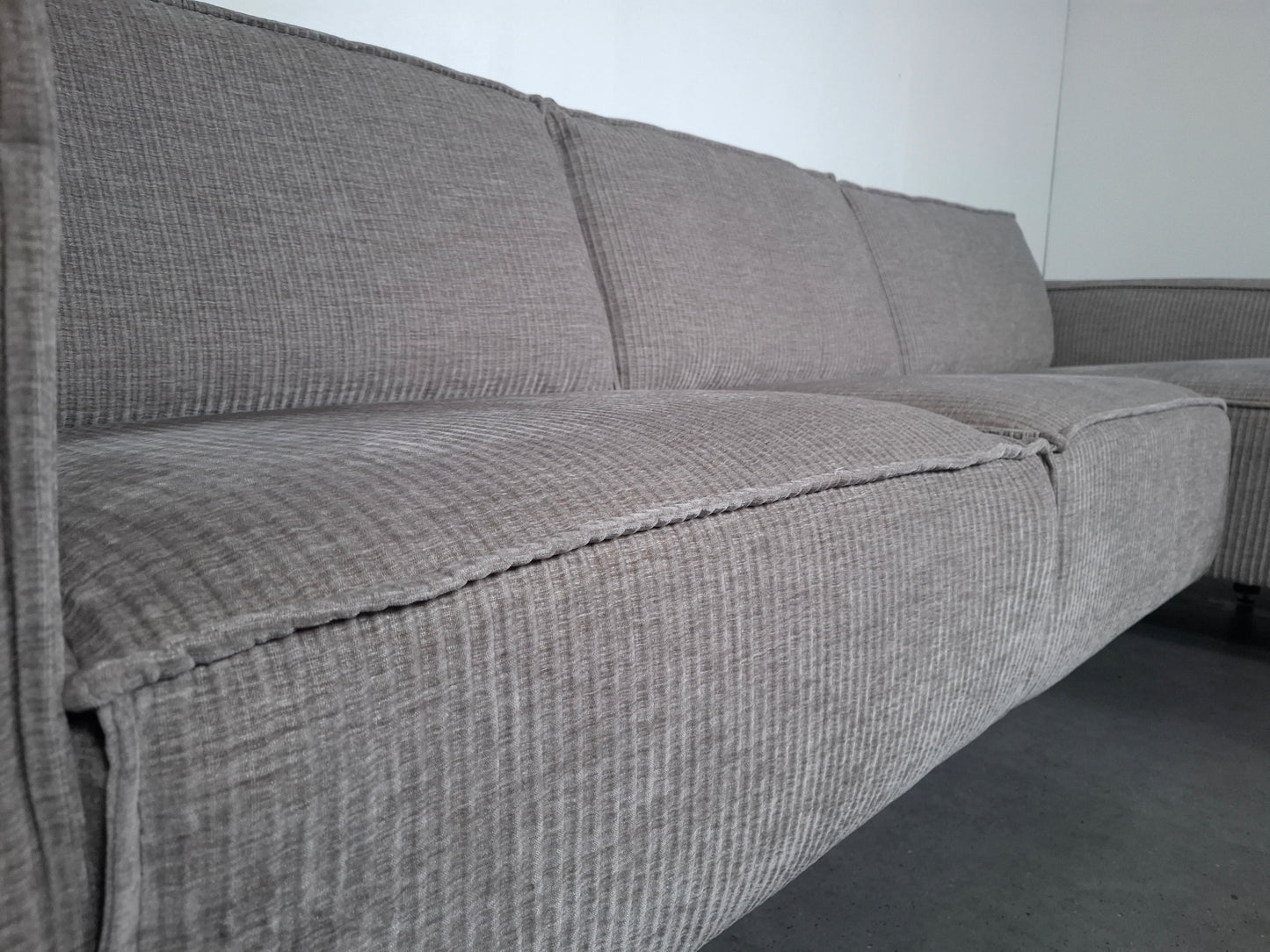 Moderne Rib Hoekbank | Licht grijs