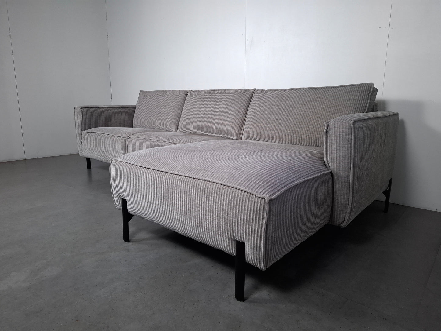 Moderne Rib Hoekbank | Licht grijs