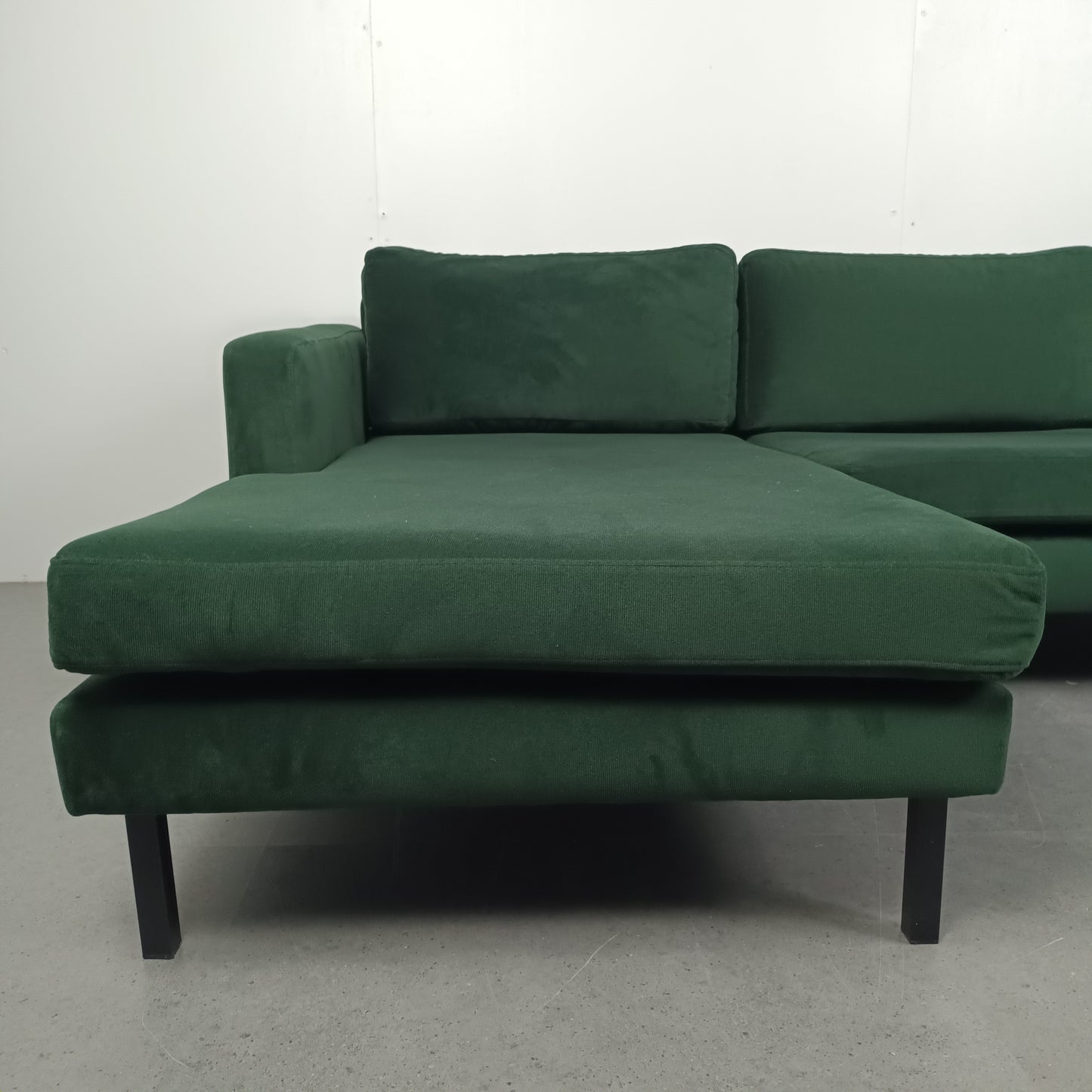 Velourse 3 zits hoekbank | Smaragd groen