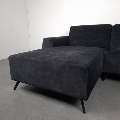 Velourse 2-zits hoekbank | Donker blauw
