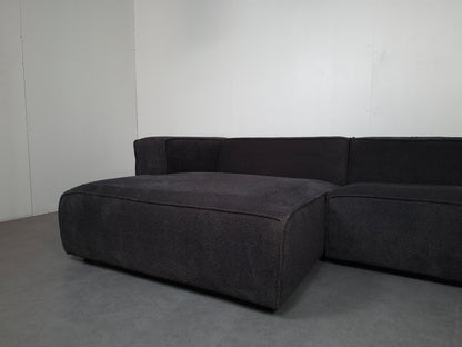 Corduroy (teddy stof) hoekbank | Donker grijs