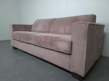 Zachte ribstof 2 zits bank | Roze
