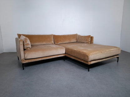 Sofacompany Hoekbank Velourse | Goud / creme