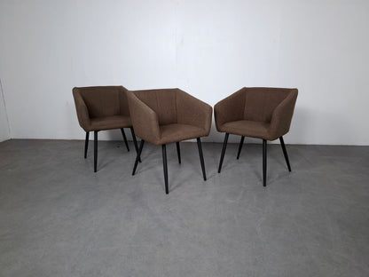 Set van 3 Stijlvolle Corduroy Stoelen | Taupe