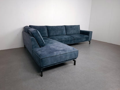 Velourse hoekbank | Petrol blauw
