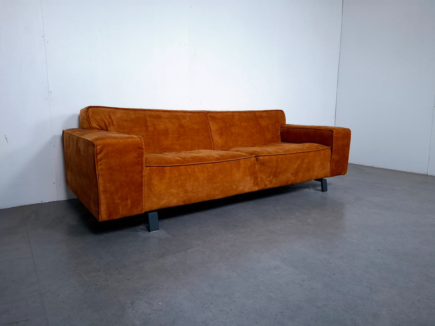 Velourse 4 zits Bank | Honing geel / Terracotta
