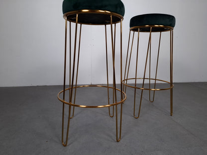 Set van 2 Velourse Krukken | Groen / Goud