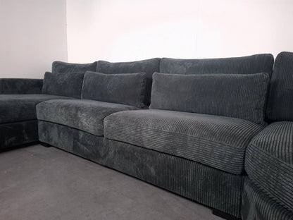 Unieke Ribstof U Hoekbank | Vergrijsd blauw