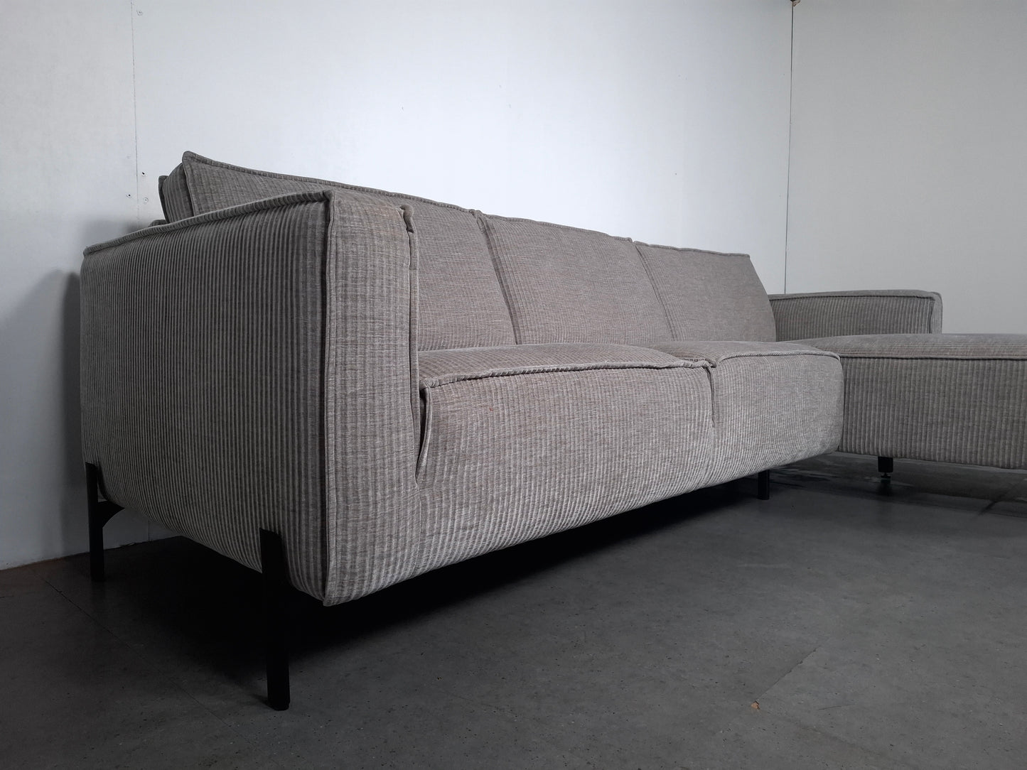 Moderne Rib Hoekbank | Licht grijs