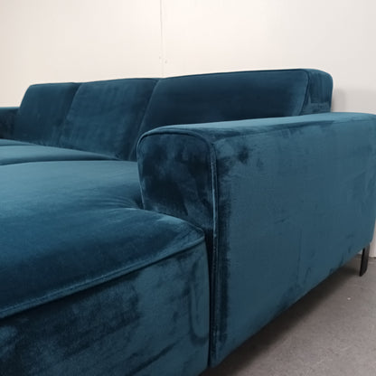 Velourse hoekbank | Diep blauw