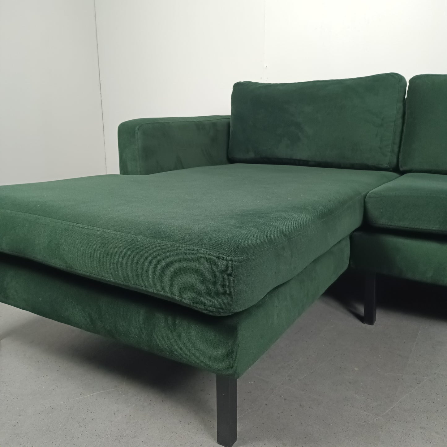 Velourse 3 zits hoekbank | Smaragd groen