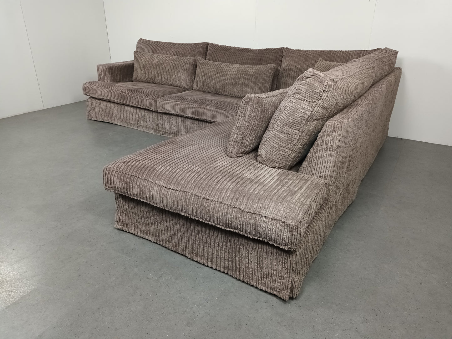 Royale Ribstof hoekbank | creme