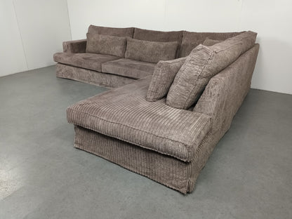 Royale Ribstof hoekbank | creme