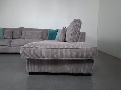 Ribstof hoekbank | Vergrijsd wit