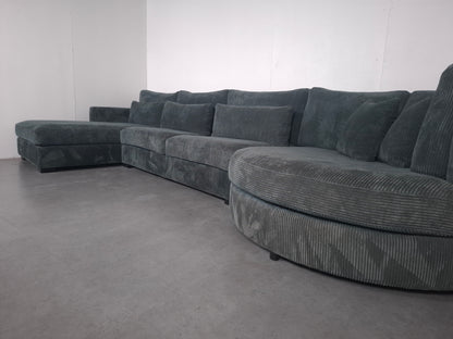Unieke Ribstof U Hoekbank | Vergrijsd blauw