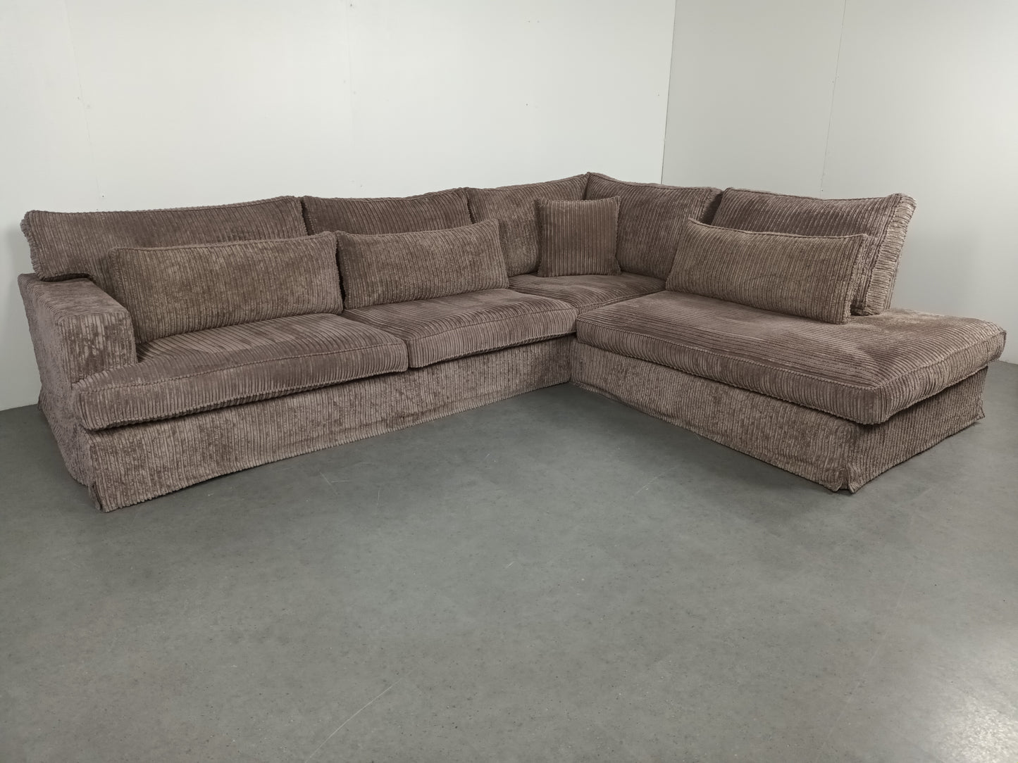 Royale Ribstof hoekbank | creme