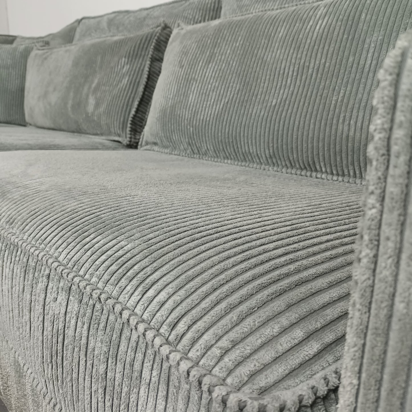 Royale Ribstof hoekbank | ijsblauw