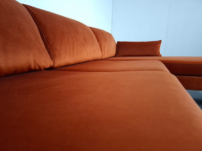 NOUS Living 3 zits hoekbank velvet | Oranje