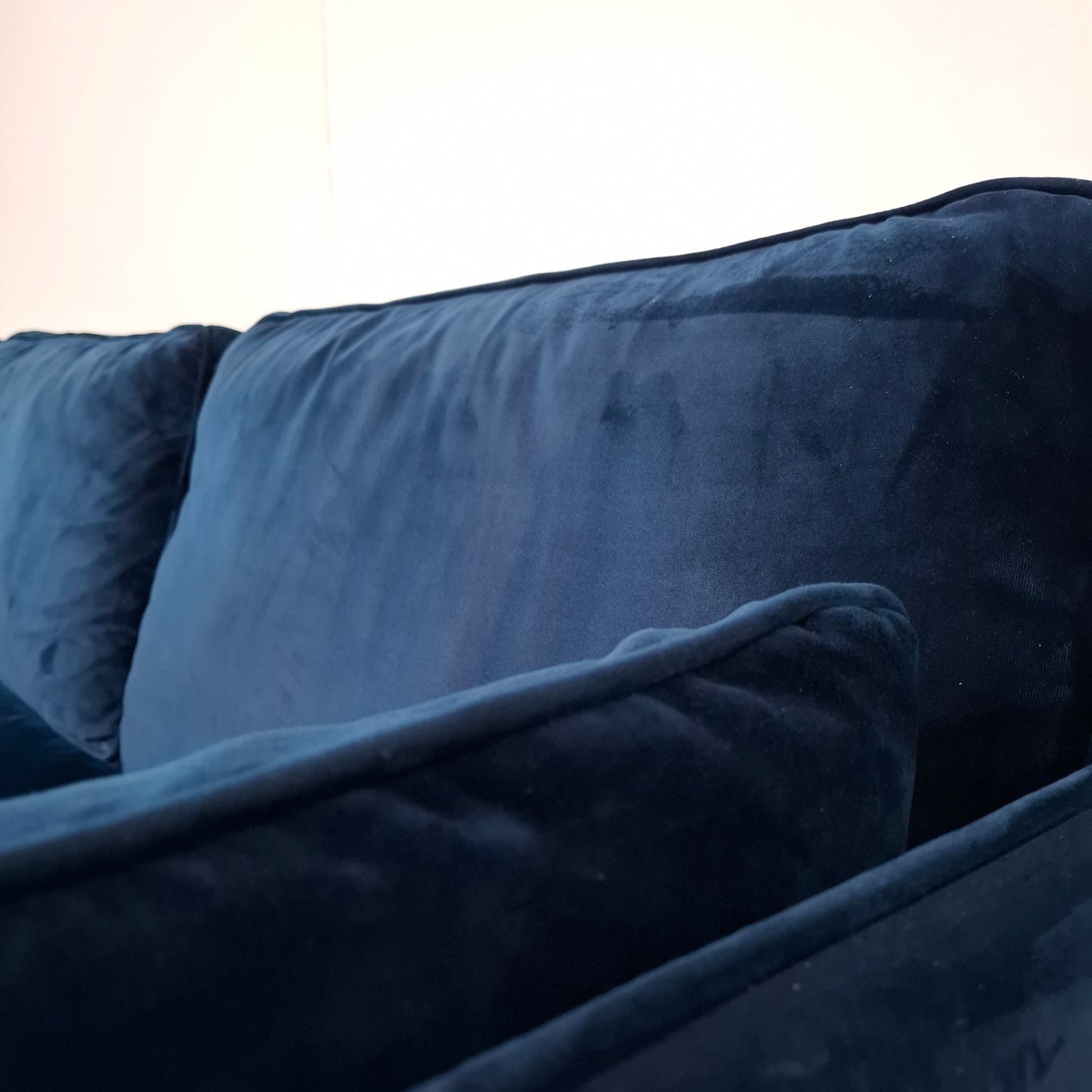 Velourse hoekbank | Donker blauw