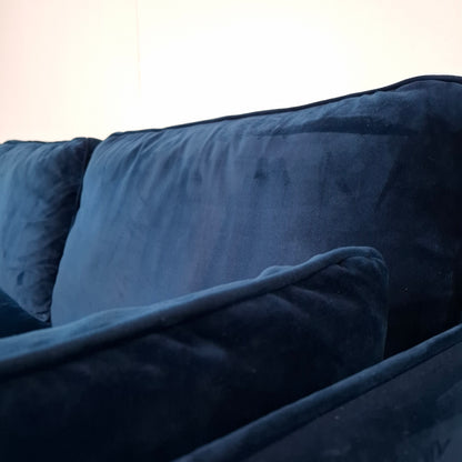 Velourse hoekbank | Donker blauw