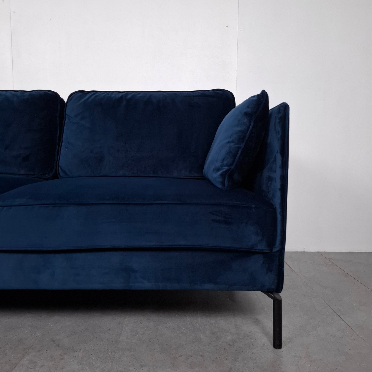 Velourse hoekbank | Donker blauw