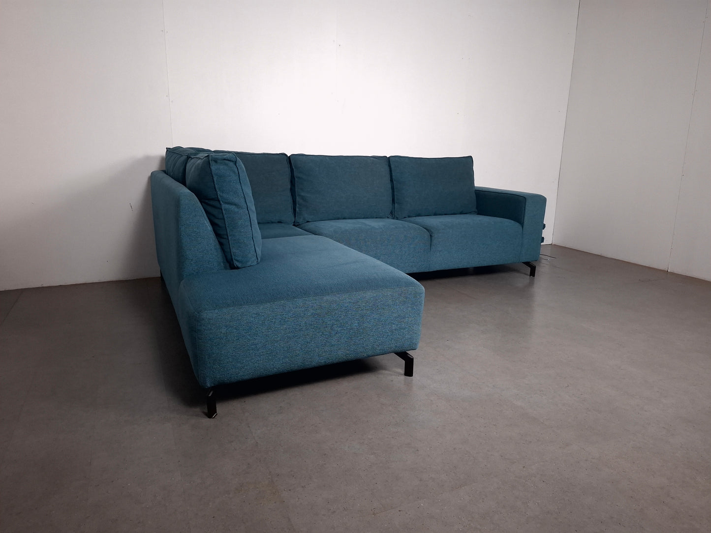 Hoekbank met Verplaatsbare Hoofdleuning | Aqua Blauw