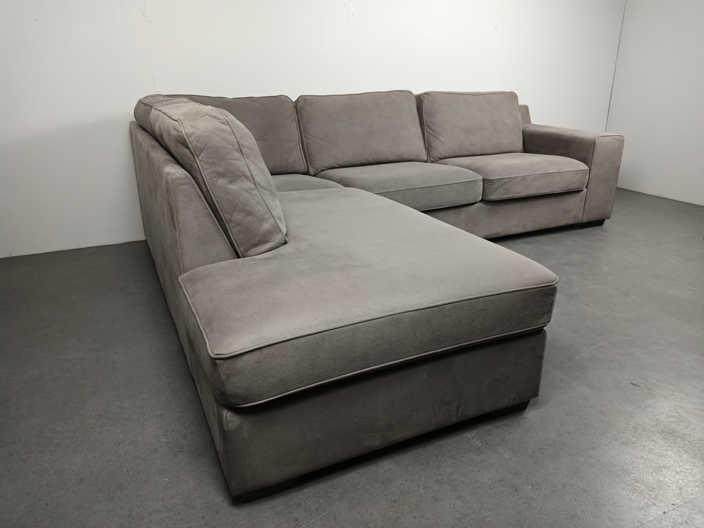 Velourse hoekbank | Wit (vergrijsd)