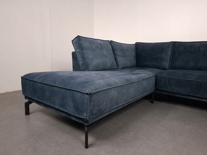 Velourse hoekbank | Petrol blauw