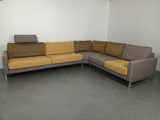 Rolf Benz designer hoekbank | Licht grijs & geel