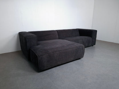 Corduroy (teddy stof) hoekbank | Donker grijs