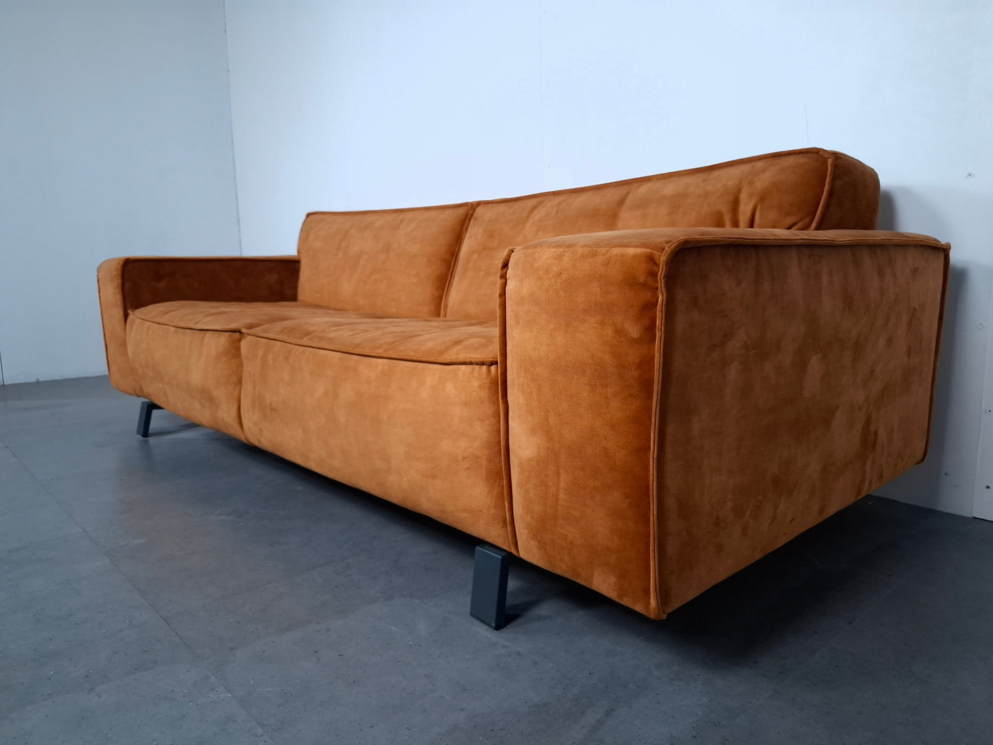 Velourse 4 zits Bank | Honing geel / Terracotta