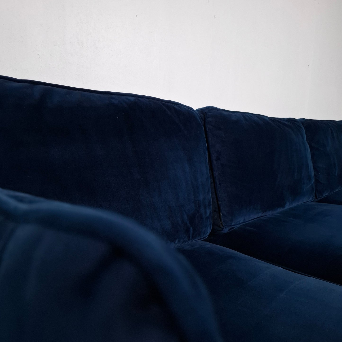 Velourse hoekbank | Donker blauw