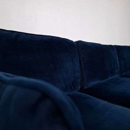 Velourse hoekbank | Donker blauw
