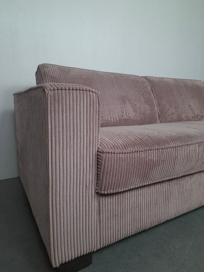 Zachte ribstof 2 zits bank | Roze