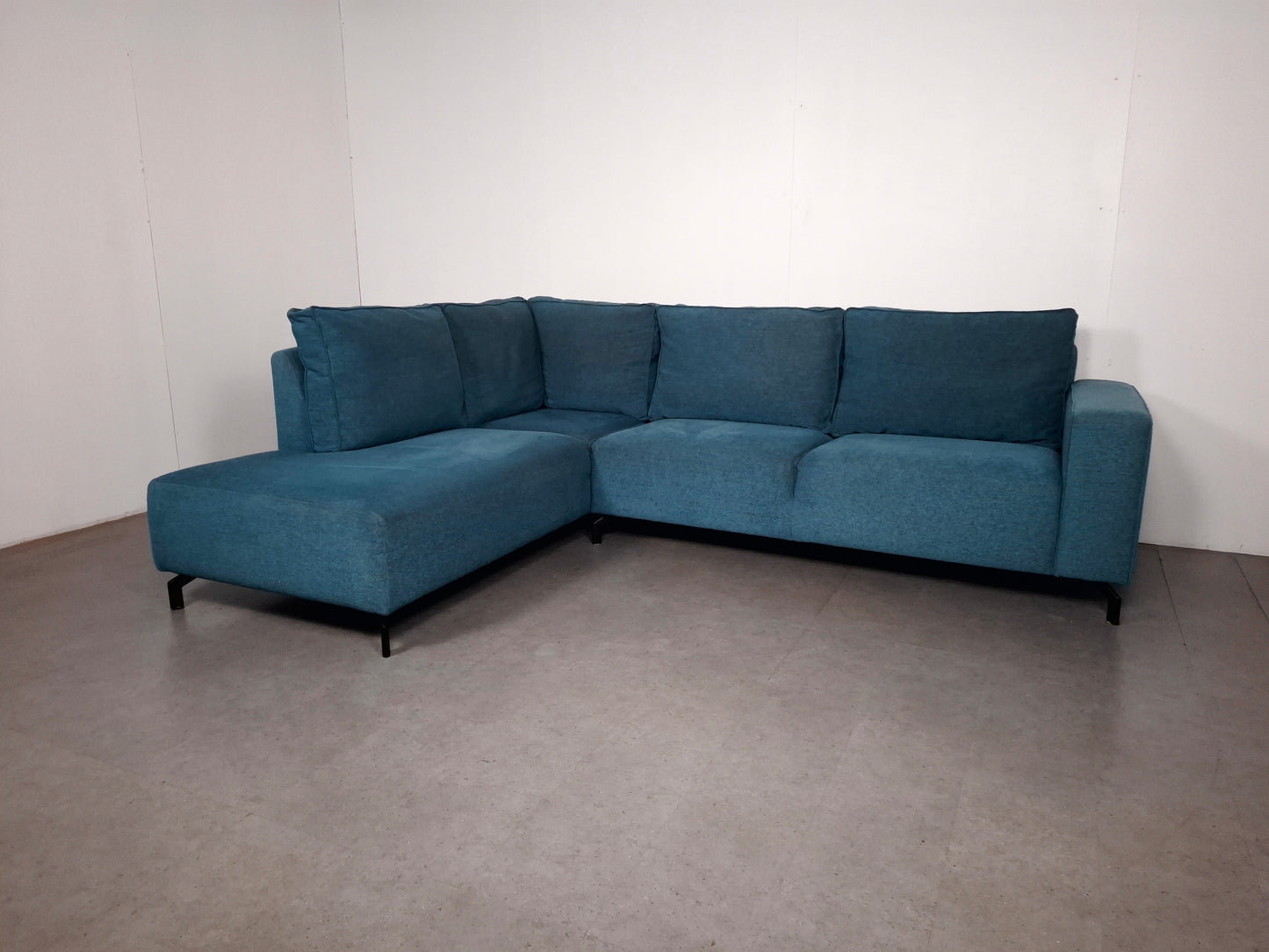 Hoekbank met Verplaatsbare Hoofdleuning | Aqua Blauw