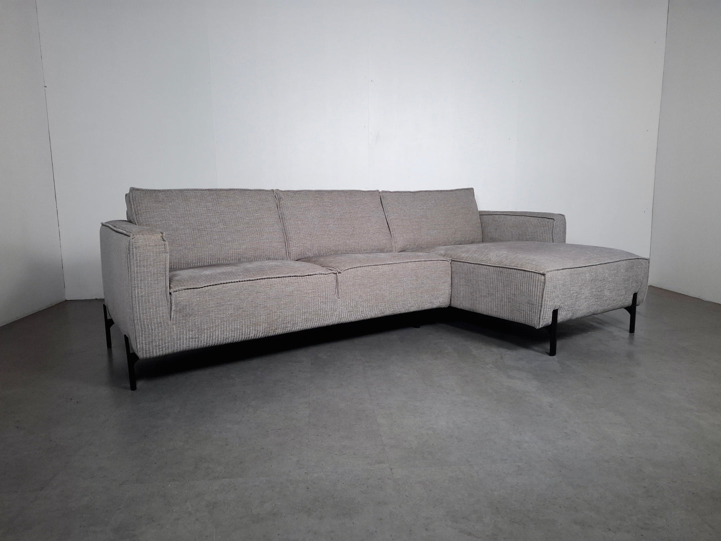 Moderne Rib Hoekbank | Licht grijs