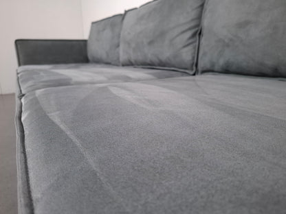 Microleder 3 zits bank | Vergrijsd blauw