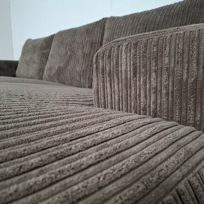 Ribstof 3 zits formaat hoekbank | Taupe bruin