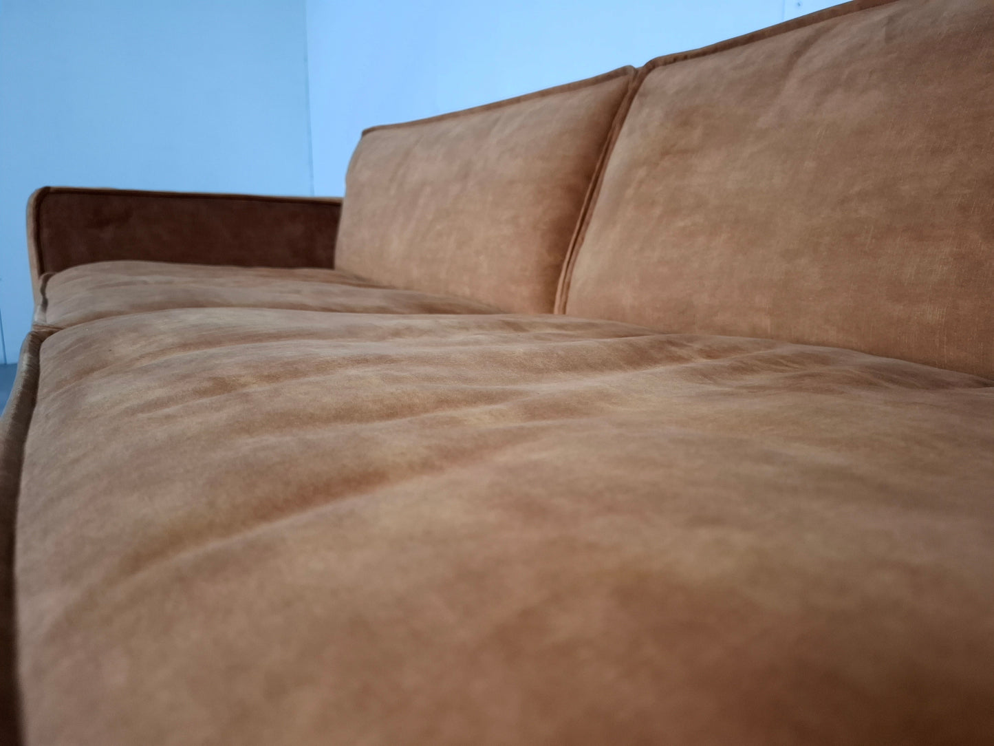 Velourse 4 zits Bank | Honing geel / Terracotta