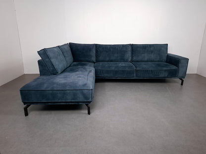 Velourse hoekbank | Petrol blauw