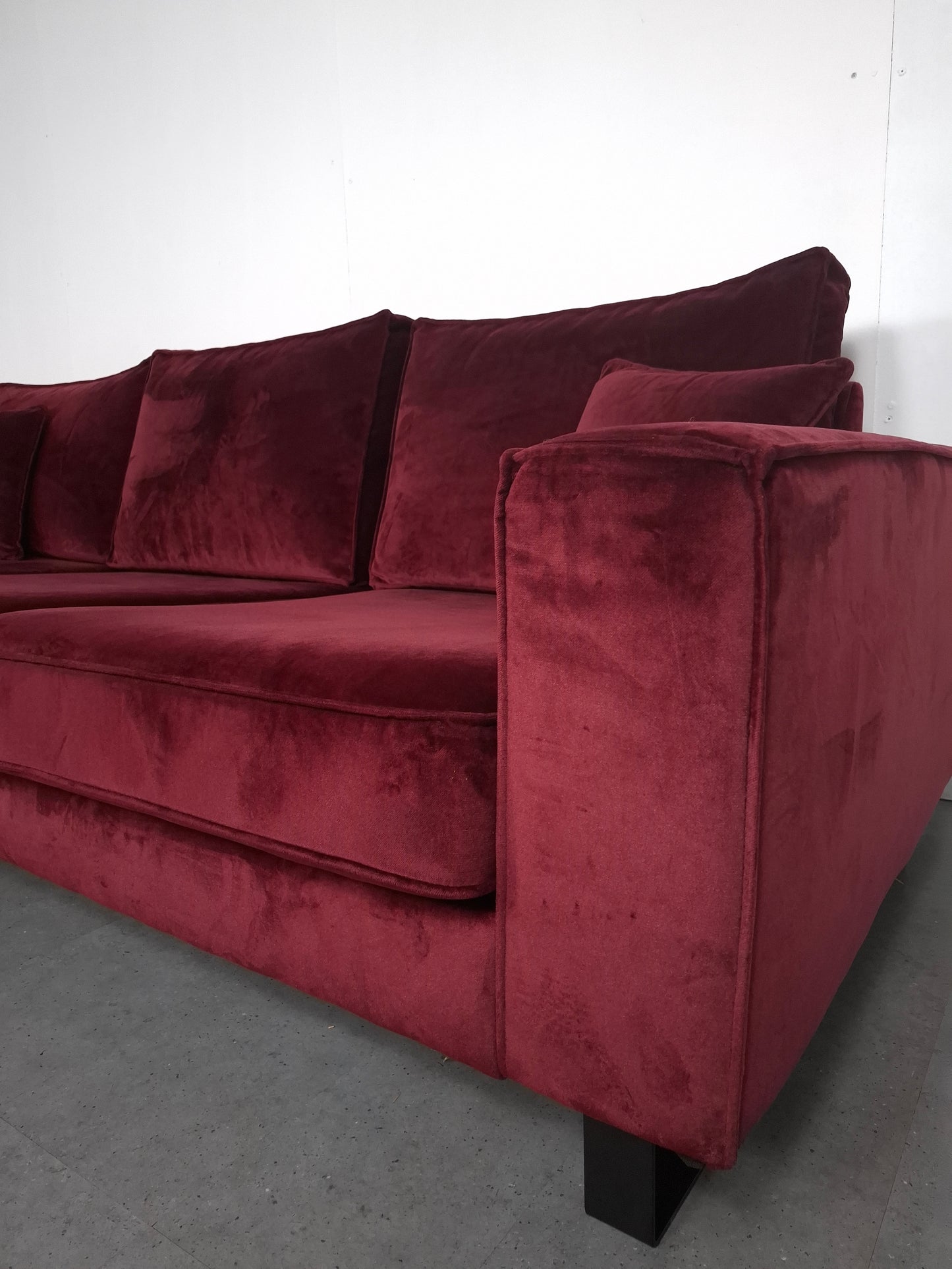 Velourse hoekbank | Bordeaux rood