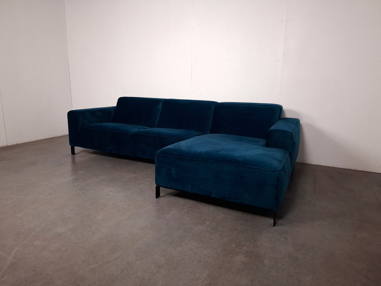 Velourse 3 zits Hoekbank | Blauw