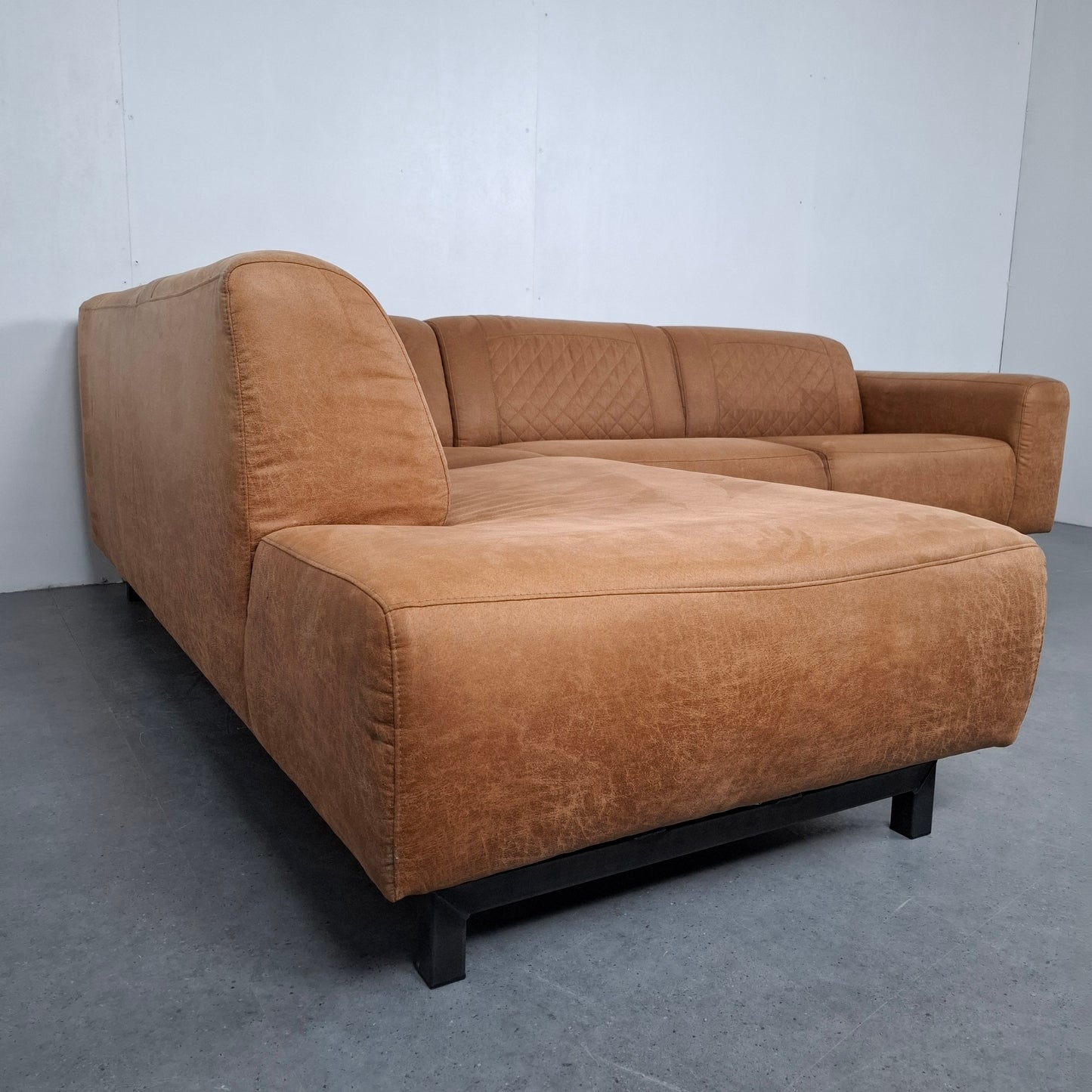 Industriële hoekbank | Cognac bruin