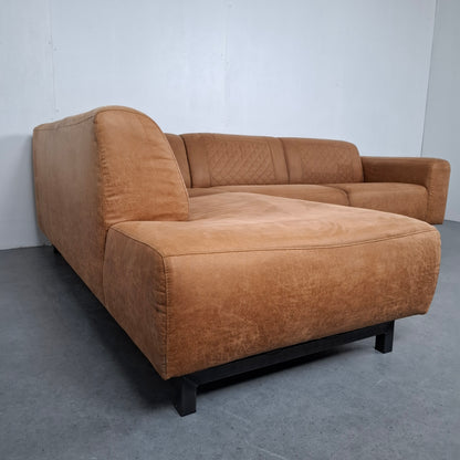 Industriële hoekbank | Cognac bruin
