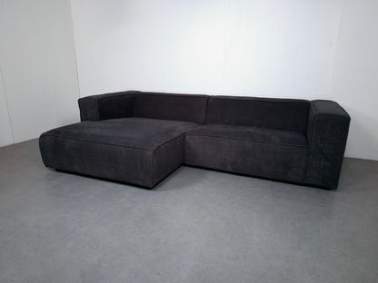 Corduroy (teddy stof) hoekbank | Donker grijs